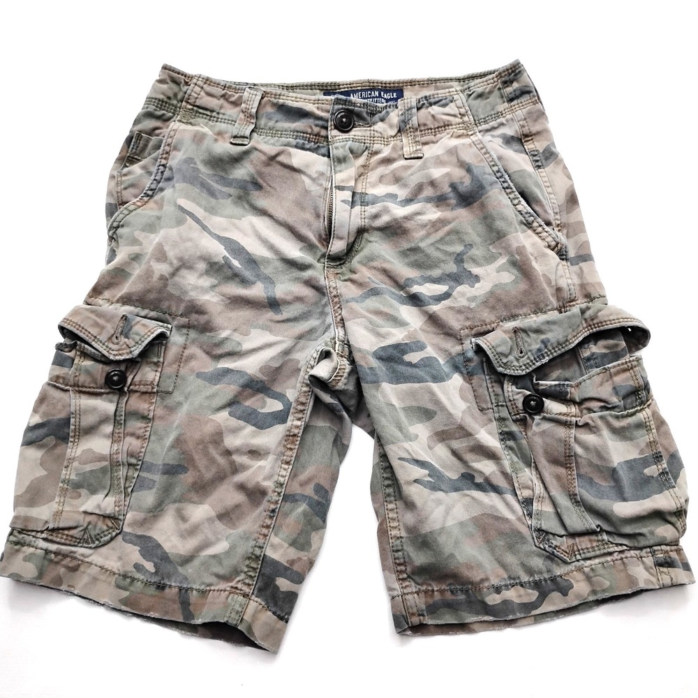 American Eagle Classic Fit Camo Cargo Shorts Men's 26 Utility Military 11in